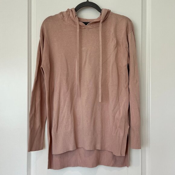 Banana Republic Sweater Hoodie Step Hem Neutral Dusty Rose Color M - Picture 1 of 5